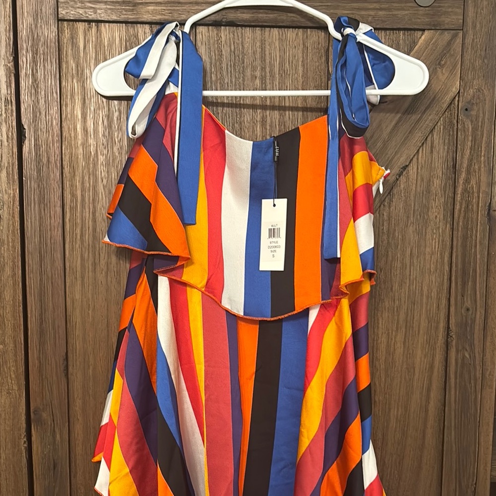 Colorful Striped Ruffle Dress - Picture 2 of 3